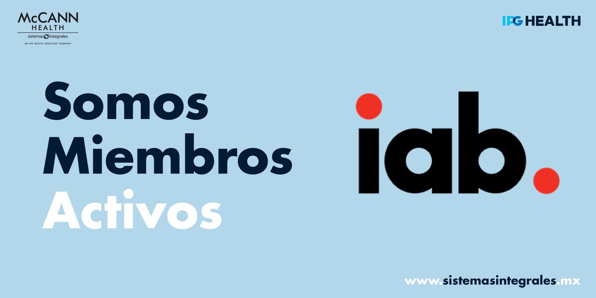 mccann_healthSI's tweet photo. IAB es el principal organismo a nivel global que representa a la industria de la publicidad digital y marketing interactivo

We are @IPGHealth family

#ActitudSI  #BoomSI #ProPharma
https://t.co/EeDlIbMN5u https://t.co/7J04y8J7ru