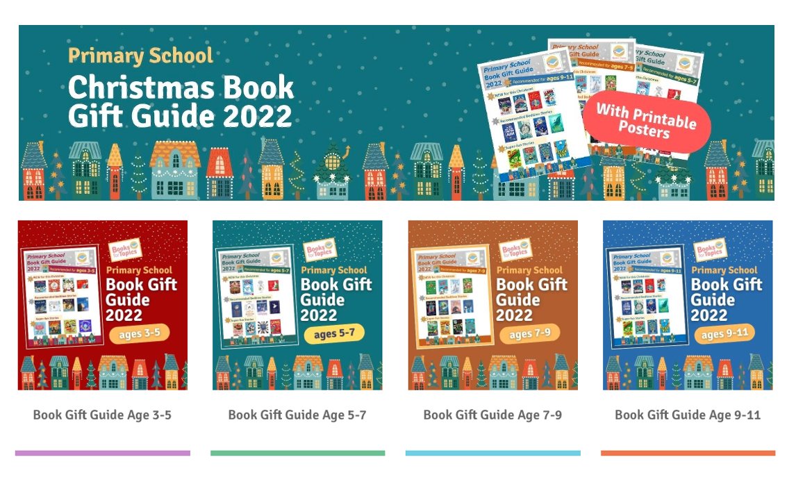 booksfortopics's tweet photo. 🎁Our GIFT GUIDES are back!🎁 
If you are looking for gift ideas for children, use our 2022 gift guides to find recommended books for different ages.
They are free to download from https://t.co/aDipDpkOtz https://t.co/NT3TUurEcP