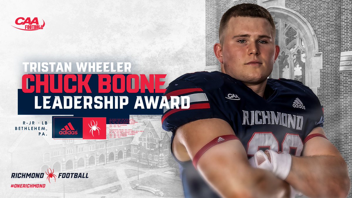 .@TWheels24 is the type of player you want on your team, at your school and in your community. Plain and simple. Congrats on being the first-ever 🕷to earn @CAAFootball's Chuck Boone Leadership Award❗ 🔗 spides.us/3GDORkz #OneRichmond