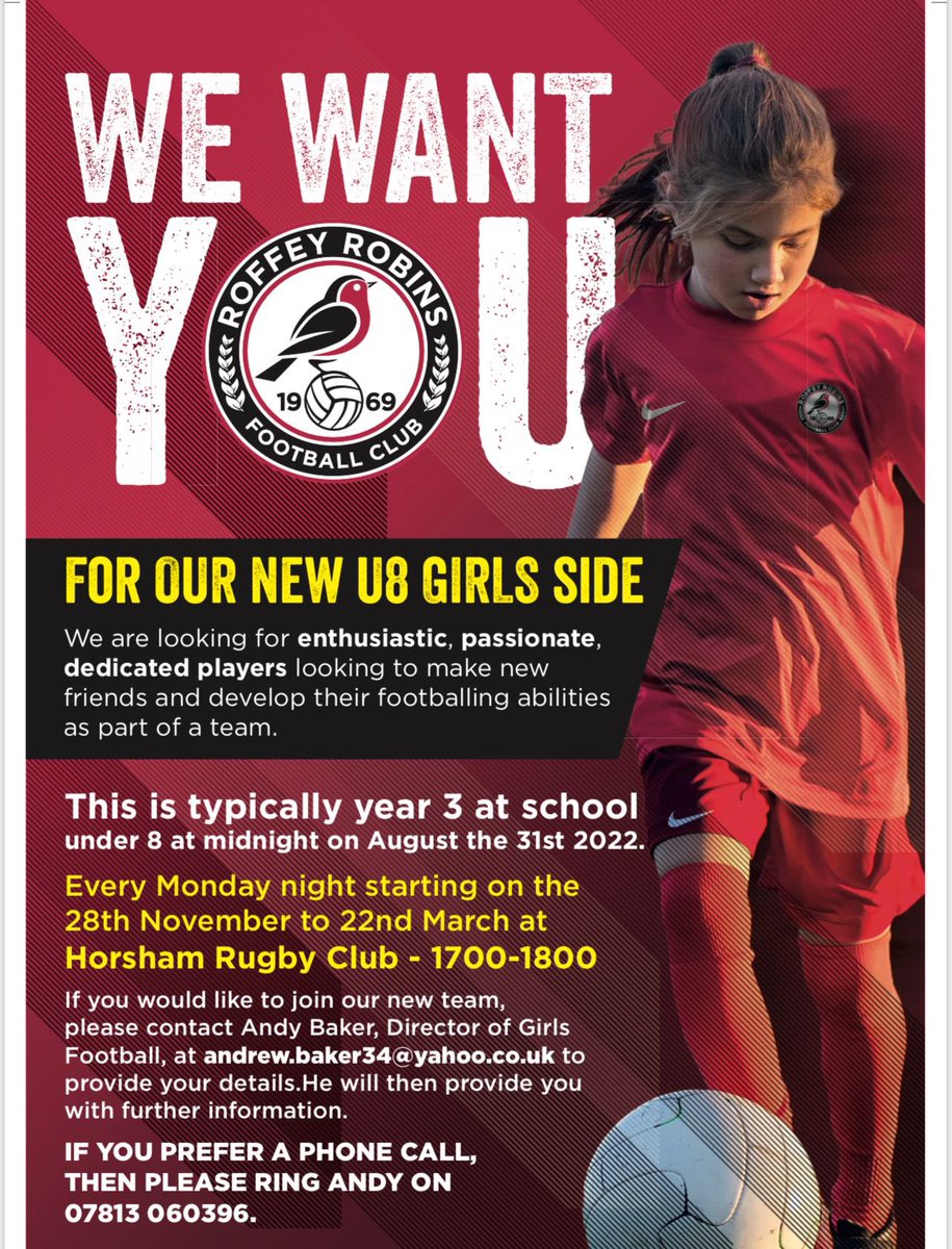 RoffeyRobinsFC's tweet photo. ⚽️⚽️⚽️ Another new girls squad!! ⚽️⚽️⚽️ 
#girlsfootball #sussexfa #grassroots https://t.co/K3me7qyqIa