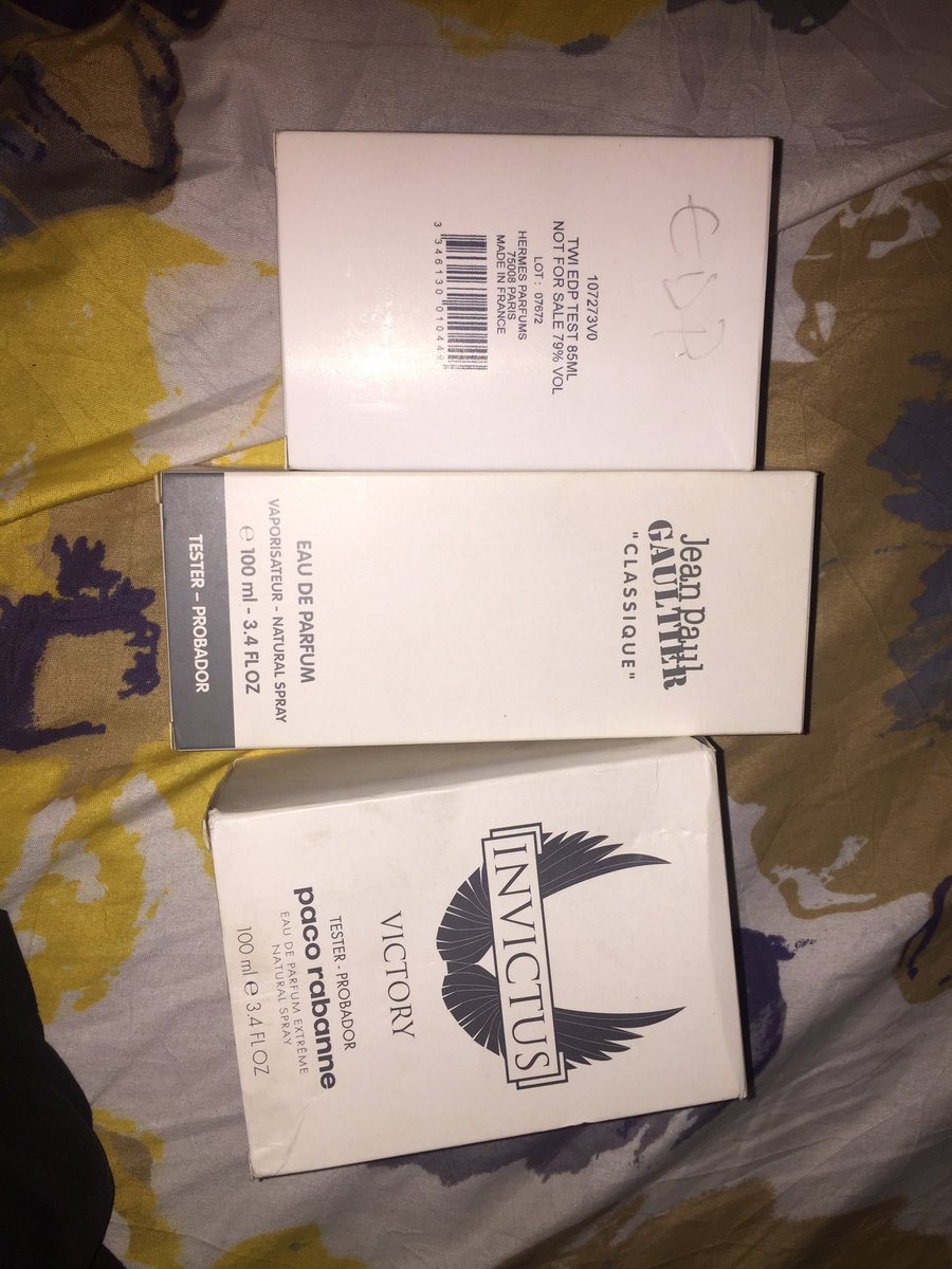 slimzytuks's tweet photo. Available testers for immediate delivery 

Twilly d'Hermes 85ml EDP - N50,000

Jean Paul Gaultter Classique 10ml EDP - N30,000

Paco Rabanne Invictus Victory EDP - N30,000

Buy the 3 for N110,000

DM or contact 08077461892 or whatsapp 👇 

https://t.co/O3Kyz5oi6R… https://t.co/FCbJyEnsKG