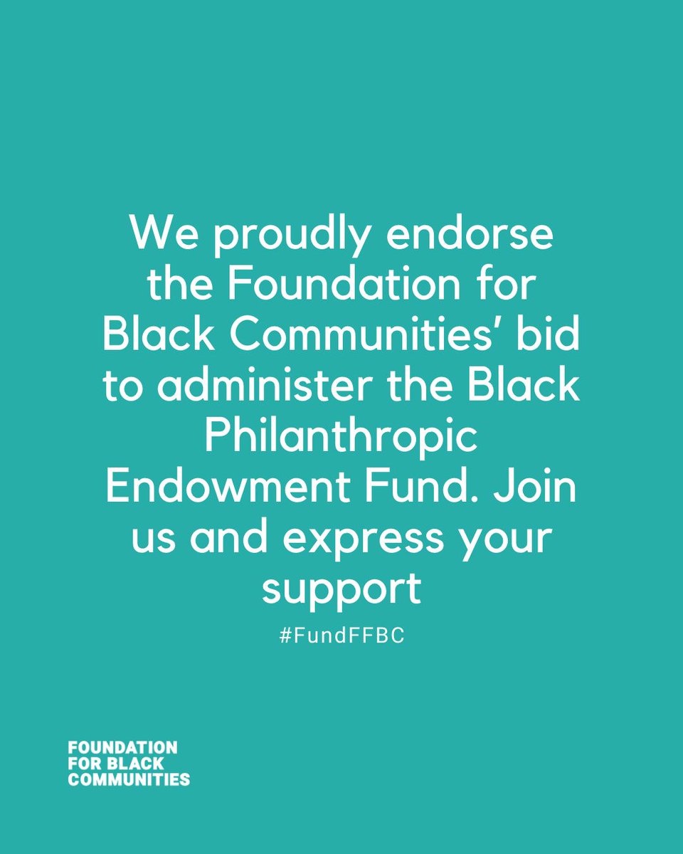 _CWCLN's tweet photo. We proudly endorse the @FdnBlkComm
Foundation for Black Communities’ bid to administer the Black Philanthropic Endowment Fund. Join us and express your support here: https://t.co/EdNTqmPySi #fundFFBC https://t.co/mMlBrr591X