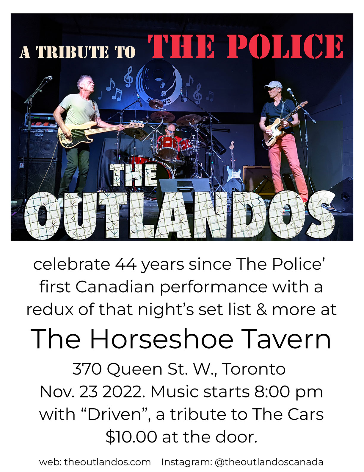 The Horseshoe Tavern on Twitter "Tomorrow night, Police Tribute Band The Outlandos celebrate 44