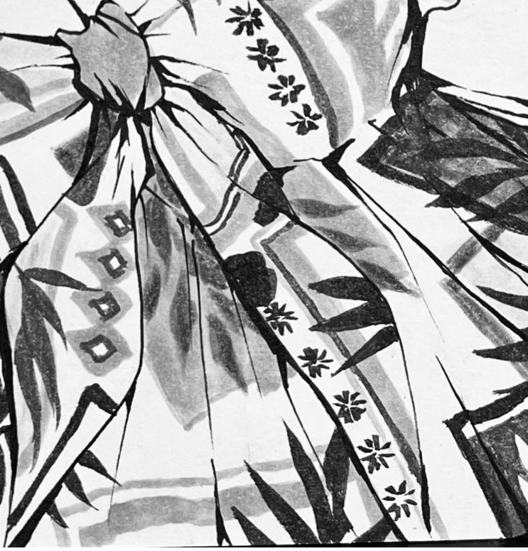 + details
koko's oc was prime opportunity to go wild on the hair, what's new? 😂 it was also nice to use my kuretake gray brush pens more for the dress details!