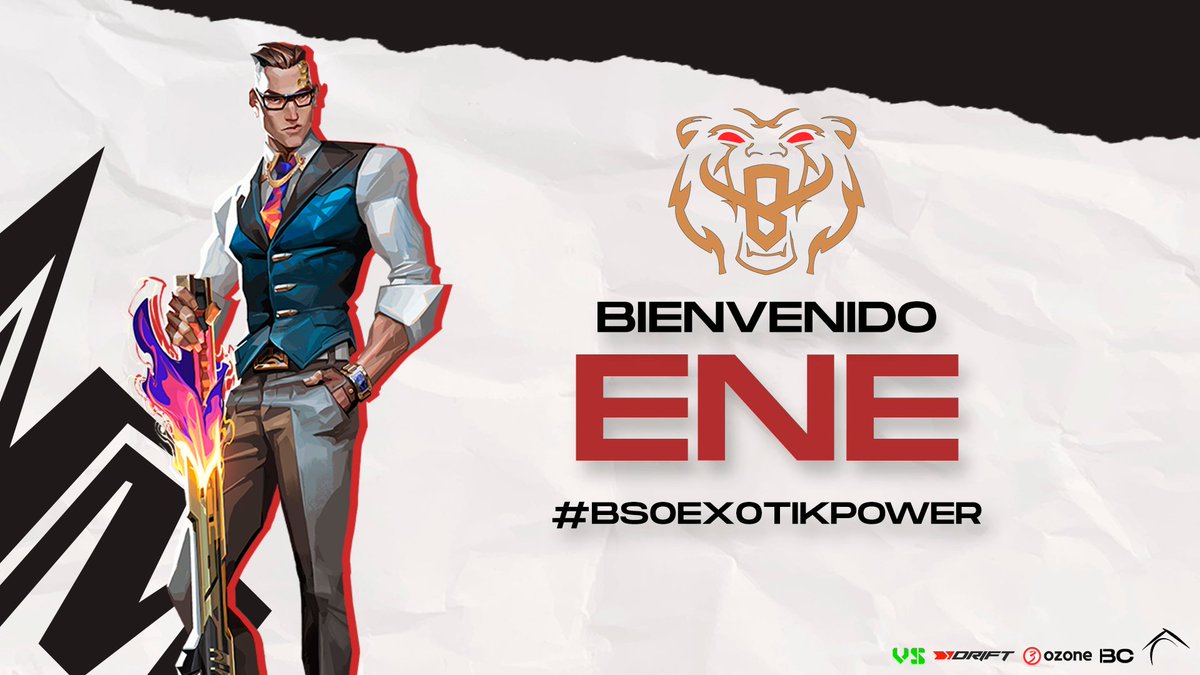 Hoy damos la bienvenida al 5to integrante que cierra nuestra plantilla de Valorant 🔥

Dad la bienvenida a...

🗡️ <a href="/enesnchezz/">eNe</a> 

¡Bienvenido a la familia!

#BSOEX0TIKPOWER 🐻🐂
