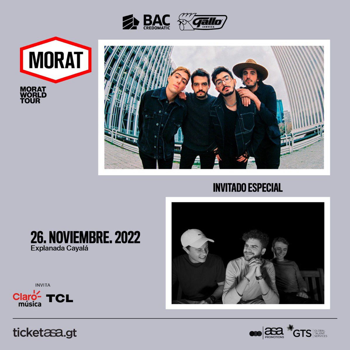 somoscacao's tweet photo. Es oficial. Cacao, invitado especial para el concierto de Morat en Guatemala 🇬🇹 

Les tenemos varias sorpresitas. A cantar Apricot a todo pulmón 🧡

#FamiliaCacao… ¿Nos vemos allí? Saludos @MoratBanda 

🌴👩🏽 @asa_promotions @Claromusica  @baccredomaticgt @Cerveza_Gallo https://t.co/vhMlgoVwrC
