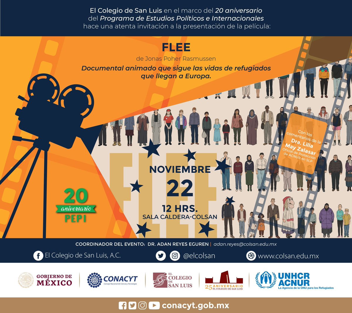 GaxiolAint's tweet photo. El día de hoy se proyectó en @elcolsan el documental #Flee, donde académicos, alumnos de RRII y @NestorEdelaG de la @STPSSLP reflexionaron sobre la situación de personas refugiadas en México y el mundo y su integración en las comunidades de acogida https://t.co/X5OOA7IorT