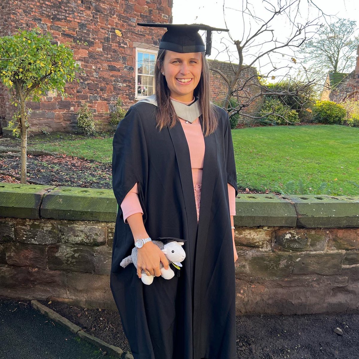 Finally got my chance to gain my Cumbrian colours today 💚 Thank you <a href="/CumbriaUni/">University of Cumbria</a> for a wonderful ceremony 👩🏼‍🎓 I take great pride in looking back and recognising all I’ve achieved and the journey I’ve been on, to be where I am today 🥂
