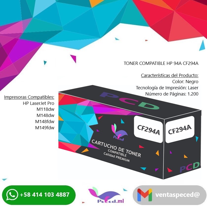 pecedca's tweet photo. Tóner Genérico/Compatible HP 94A CF294A

#peced
#toner
#hp
#cf294a
#94a https://t.co/afK6nrJ65v
