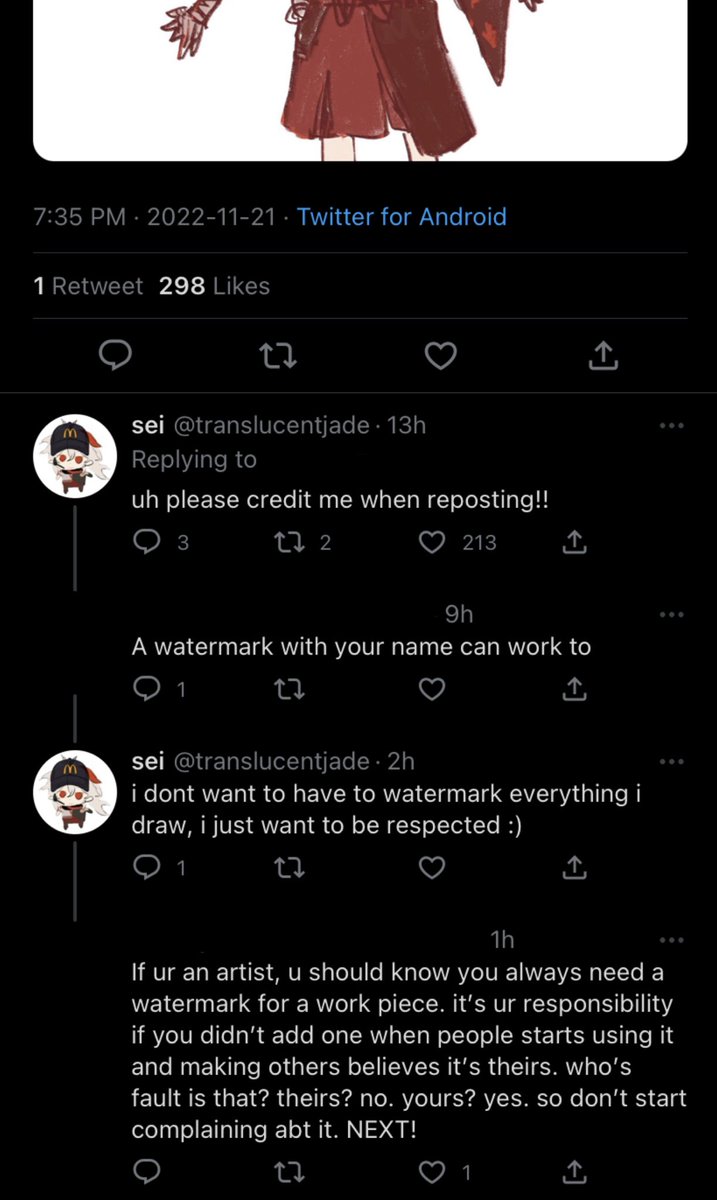 if you think art being reposted like this is the artist’s fault for not watermarking.. you will be boiled.