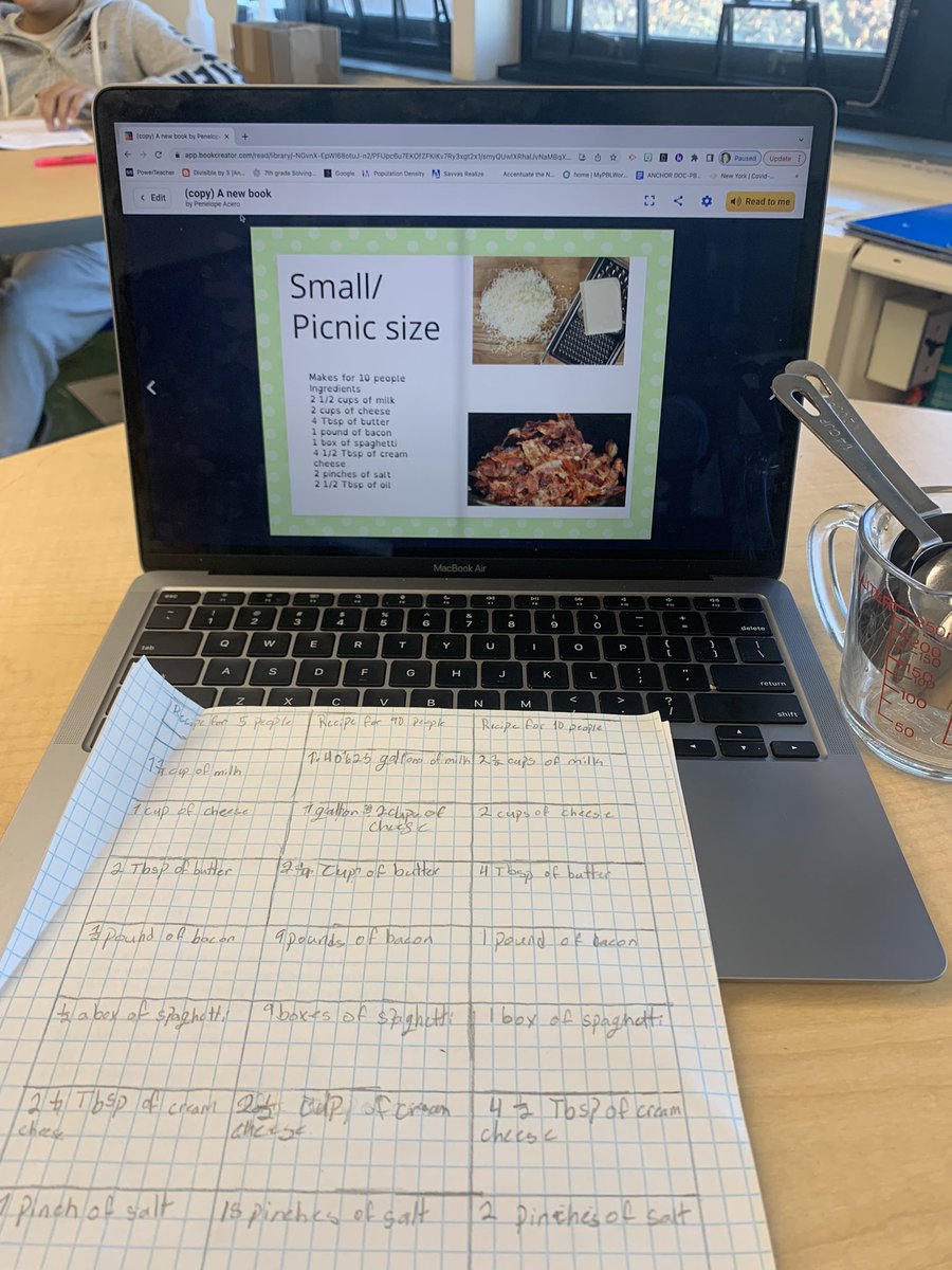 Scaling recipes up &amp; down for parties and picnics. Students published their work using <a href="/BookCreatorApp/">Book Creator from Kami</a> #interdisciplinary #pbl @WhufsdD <a href="/HomeNCareers11/">Ms.G</a>