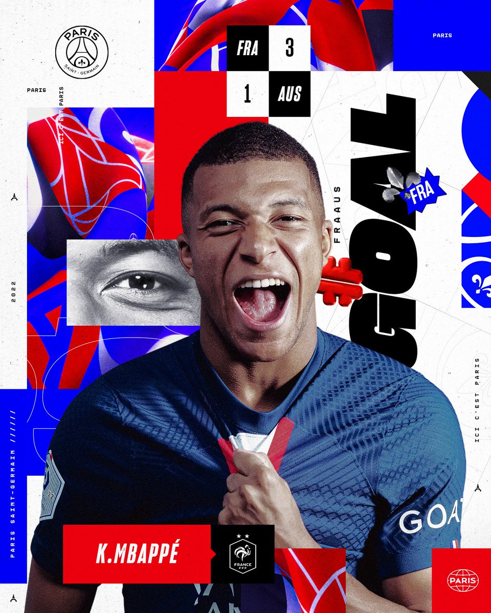 PSG_inside's tweet photo. ⚽️❤️💙 Le but de @KMbappe qui réussit le break pour l'@equipedefrance !!!

#FRAAUS https://t.co/5y0tcAW9X8