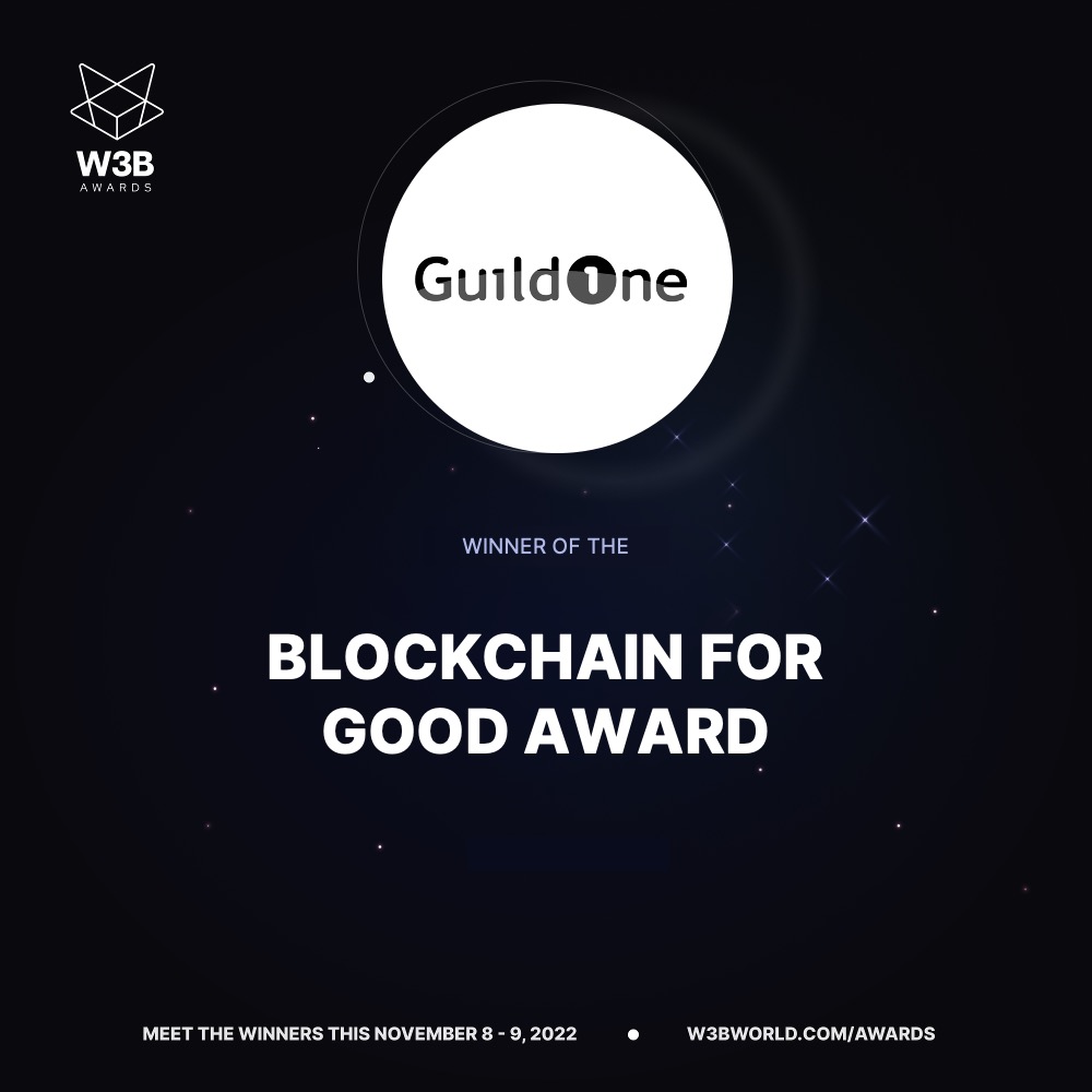 Congratulations to the winner of the Blockchain for Good Award, <a href="/Guild_One_Inc/">GuildOne</a> 🌎 Checkout their page for future projects! #W3BAwards #W3B2022 #newaward <a href="/alexisgpappas/">Alexis Pappas</a>