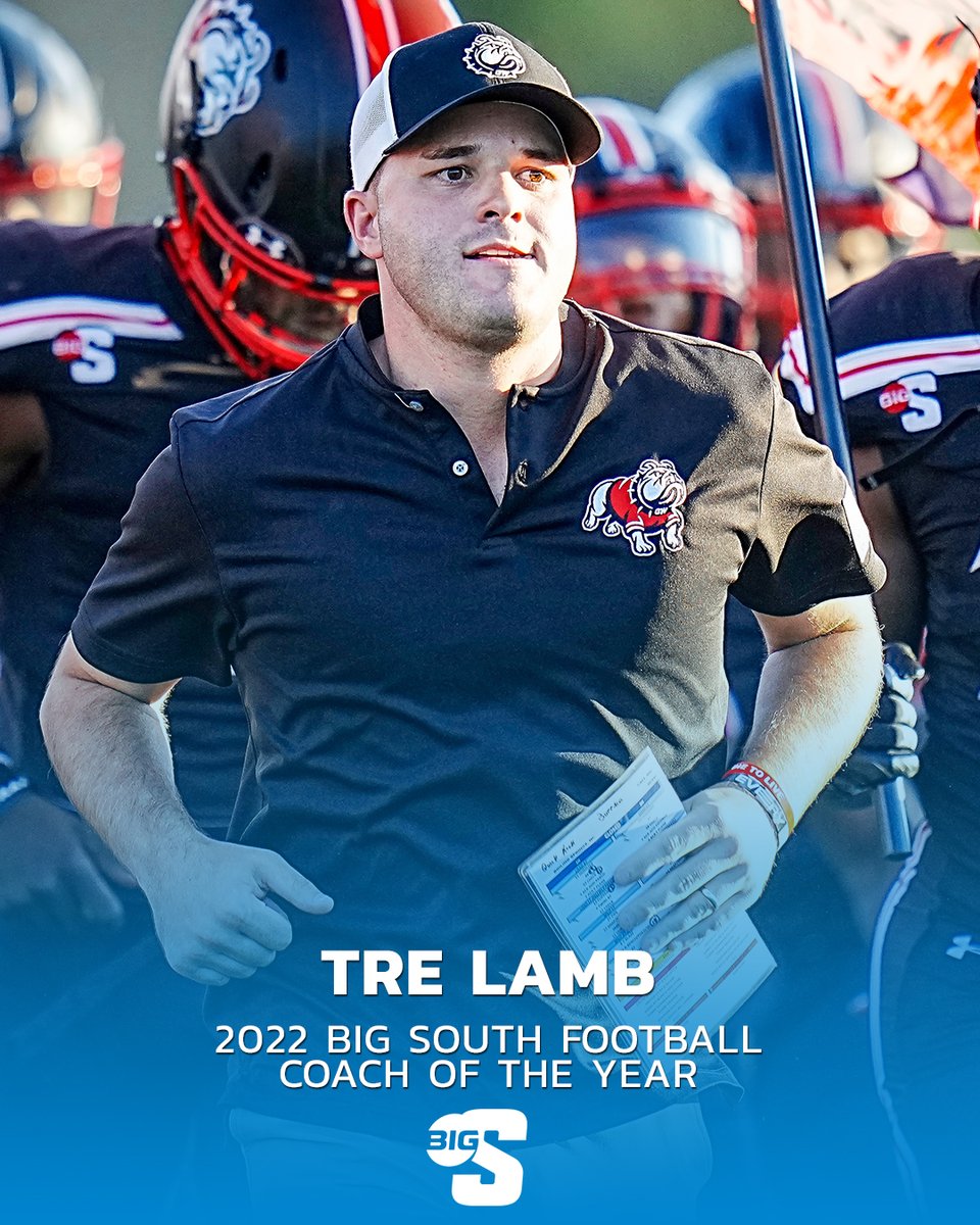 BigSouthSports's tweet photo. #BigSouthFB🏈 𝓐𝔀𝓪𝓻𝓭𝓼

He directed GWU to its first FCS Playoff berth in program history, as well as the squad’s first Big South championship since '03 with an undefeated conference season (5-0).

@GWUFootball's Tre Lamb is the Coach of the Year! https://t.co/MEqQkKsBHk