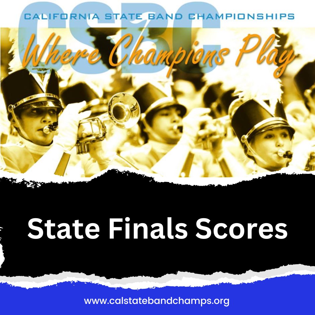 State Finals scores! Congratulations to all of the bands that performed this past weekend - you should be so proud of your performances! Thank you for a fantastic 2022 season! 🎉You can find the scores on our website at calstatebandchamps.org. #CSBC2022 #WhereChampionsPlay