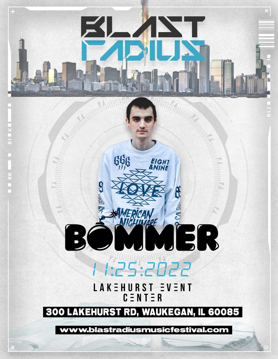 Only 3 days away from Blast Radius Music Festival in Chicago with <a href="/FuntCaseUK/">FuntCase | DPMO</a> <a href="/JessicaAudifred/">Jessica Audiffred</a> <a href="/CHEFSAYMYNAME/">SAYMYNAME</a> <a href="/Bommer_Official/">BOMMER</a> 🔊 
🎫  Get your tickets now!
>>Link in the bio