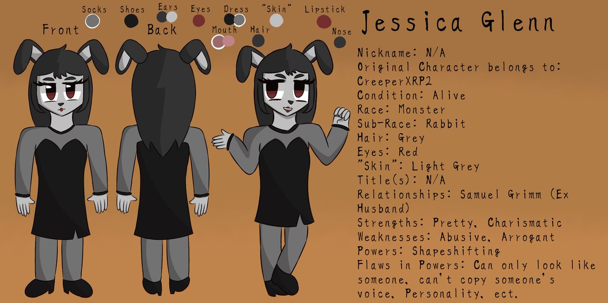 TheKittyQue's tweet photo. Jessica Glenn Ref Sheet (C.R.P.W.)
Meet Jessica Glenn! EX Wife of Samuel Grimm! https://t.co/68nk20TKYu