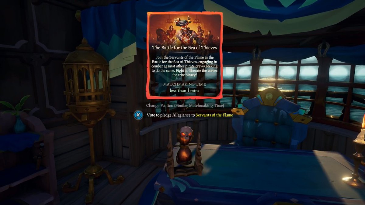 Season Eight's new Factions level up through Allegiance. To earn it, join the Battle for the Sea of Thieves using the Hourglass of Fate, then sink ships of the rival Faction or hoard loot on your ship to raise your Treasure Grade. As your Allegiance grows, Faction rewards unlock!