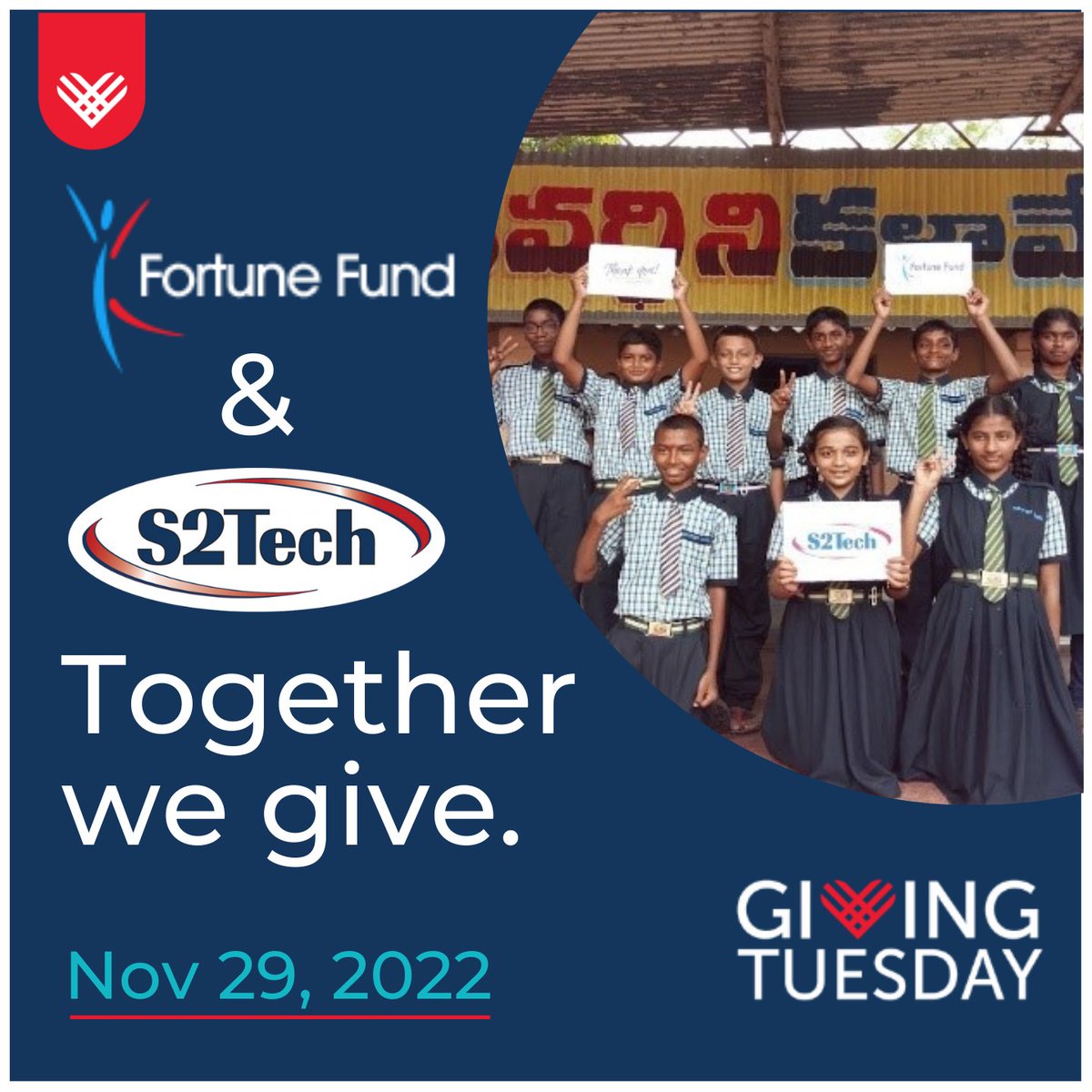 S2Tech's tweet photo. #GivingTuesday is one week away! Join us in supporting the https://t.co/e1sX2ZjIU8 with a donation, to help fund education initiatives around the world! Let’s come together to share kindness and create a wave of generosity. https://t.co/L3W3VtTEQ0 #FortuneFund #Education #Donate https://t.co/WlGOMAFIL7