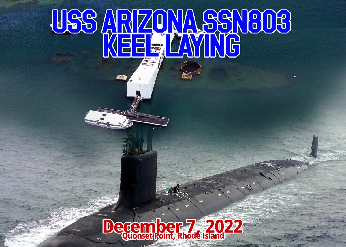 Finally!!! I can announce the USS Arizona SSN803 keel will be laid down Dec 7 2022 on the 81st anniversary of Pearl Harbor. Cannot wait to weld my initials into the keel plate to honor celebrate and remember the <a href="/USSArizona/">USS Arizona</a> crew