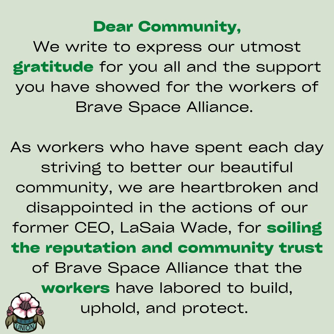 Brave Space Alliance Workers’ Union tweet media