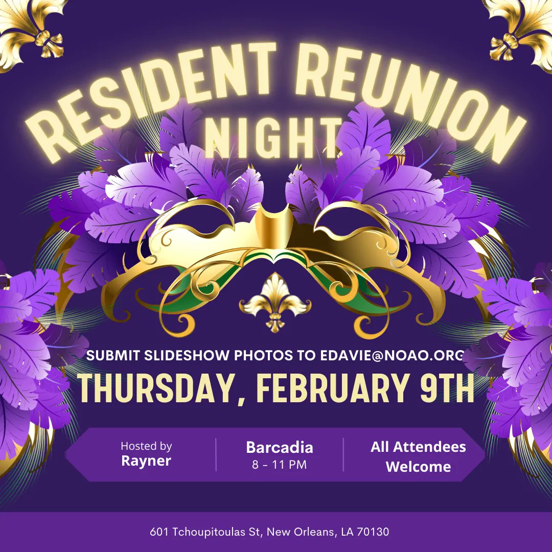 Don't miss out on our Resident Reunion Night! On Thursday, February 9, 2023,  we will be celebrating those who completed their residency here in New Orleans at Barcadia. All Symposium attendees are welcome! #Ophthalmology #Ophthotwitter #NewOrleans #Nola