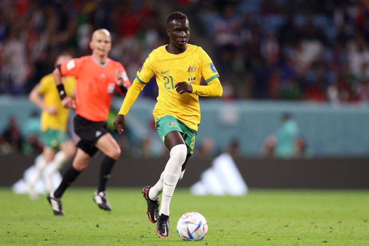 _owurakuampofo's tweet photo. A few years ago, 🇦🇺 Garang Kuol and his brother had to wash jerseys and training kits in order to play for Goulburn Valley Suns.

Tonight, the teenager born in Egypt to Sudanese parents, becomes the youngest ever Australian player to feature at the #FIFAWorldCup.

#TeamAustralia https://t.co/q3HbM0EBwj
