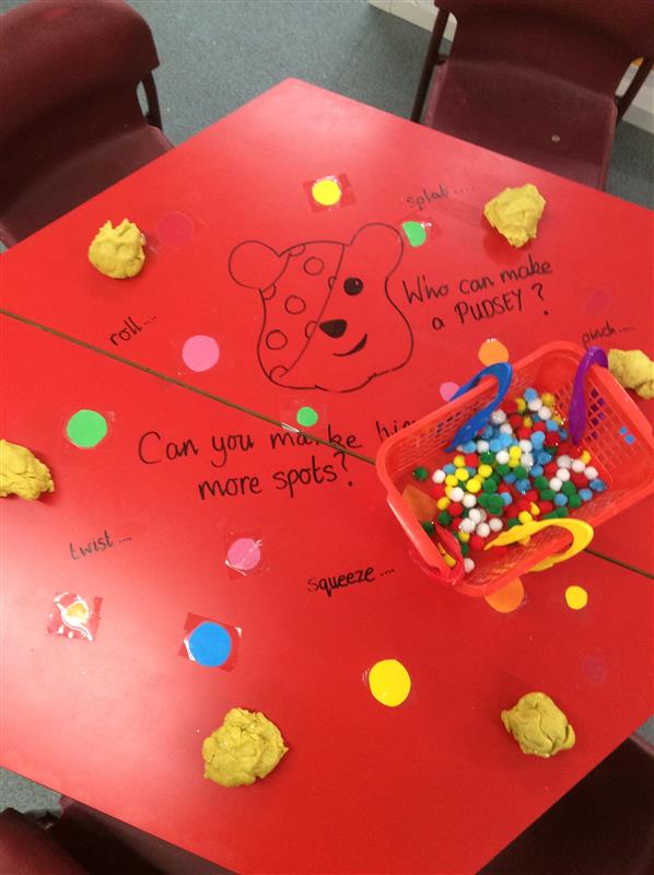 HazelLeysAcad's tweet image. Children In need in Nursery. The children  practised their painting , cutting and sticking skills to make their own Pudsey the bear for our classroom. @ChiIdreninNeed @childreninneed1 #learningempathy