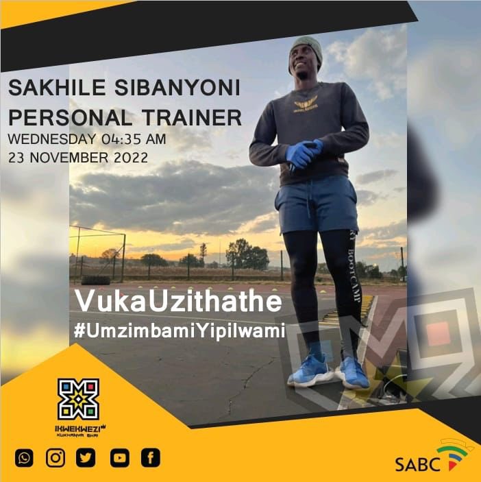 Vuka Uzithathe no #Thandymamakhe    UmzimbamiYipilwami  no Sakhile Sibanyoni  personal trainer 4:35       Topic ::Benefits of exercise in men #Nationalmensmonth