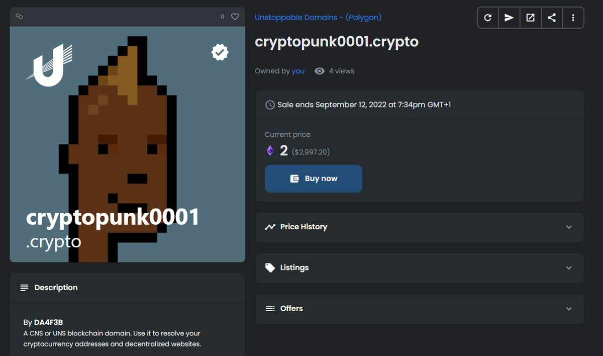 cr4nn0g's tweet photo. cryptopunk1000.crypto and cryptopunk0001.crypto #NFT domains for sale!

Use it as 💰Crypto wallet 🎩#Web3 username 🔗Website URL. 

 #NFTCommuntiy #NFTcollectibles #Cryptocrash #web3community #NFTs  #OpenSeaNFT #UnstoppableDomains #CryptoPunk 
@cr4nn0g

https://t.co/1aSKBzjkO9 https://t.co/eDX3GQFf8M