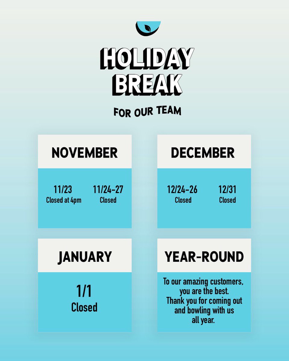 ✨Blue Bowl - Holiday Closures✨