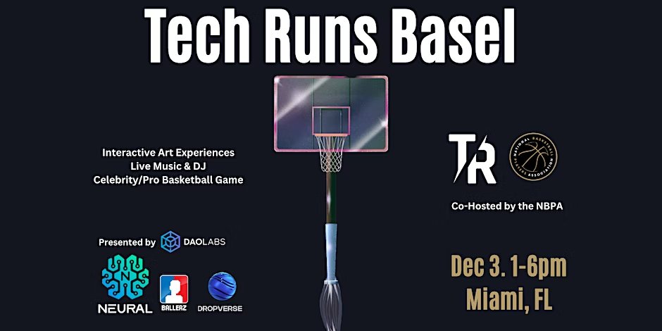Some exciting news to share 🚀 

SAT 12/3:
<a href="/techrunsdao/">Tech Runs ($TR)</a> &amp; <a href="/TheNBPA/">NBPA</a> (National Basketball Players Association) are going to co-host Tech Runs Basel on Dec 3rd, 2022. The event is curated by Krause House Experiences! 

RSVP now! 🏀🗓️
eventbrite.com/e/tech-runs-ba…