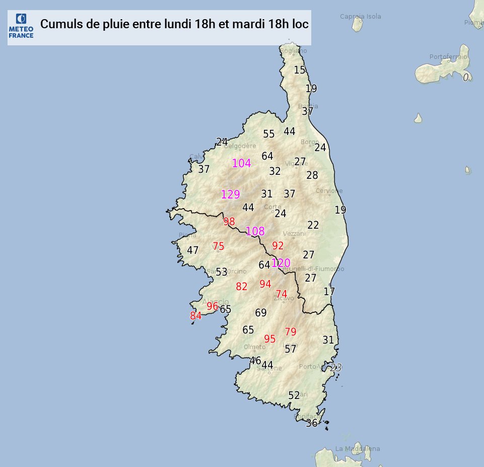 Relevés météo quotidiens de Cannes Mandelieu Météo60