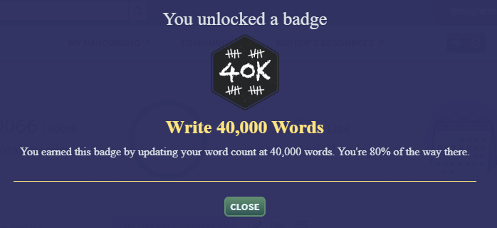 Audiematis's tweet photo. #NaNoWriMo2022 Jour 22 :
Les 40 000 mots sont atteints !!
+ 1621 mots écrits aujourd'hui pour un total de 40066.
J'arrive à écrire tous les jours. +2039 mots hier.
Dernière ligne droite ! 🔥 #RoadTo50k
#NaNo #ResteAvecMoi #Writing #NaNowrimo https://t.co/KvAojvMLXE