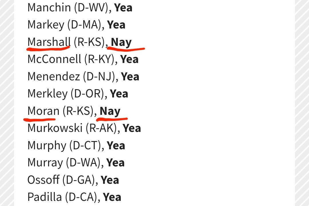 On August 10th, 2021 both Kansas Senators voted against the Bipartisan Infrastructure Investment and Jobs Act that actually funds rual broadband internet development. The vote was 69-30 in support. Maps are useless without funding to build the network. senate.gov/legislative/LI…