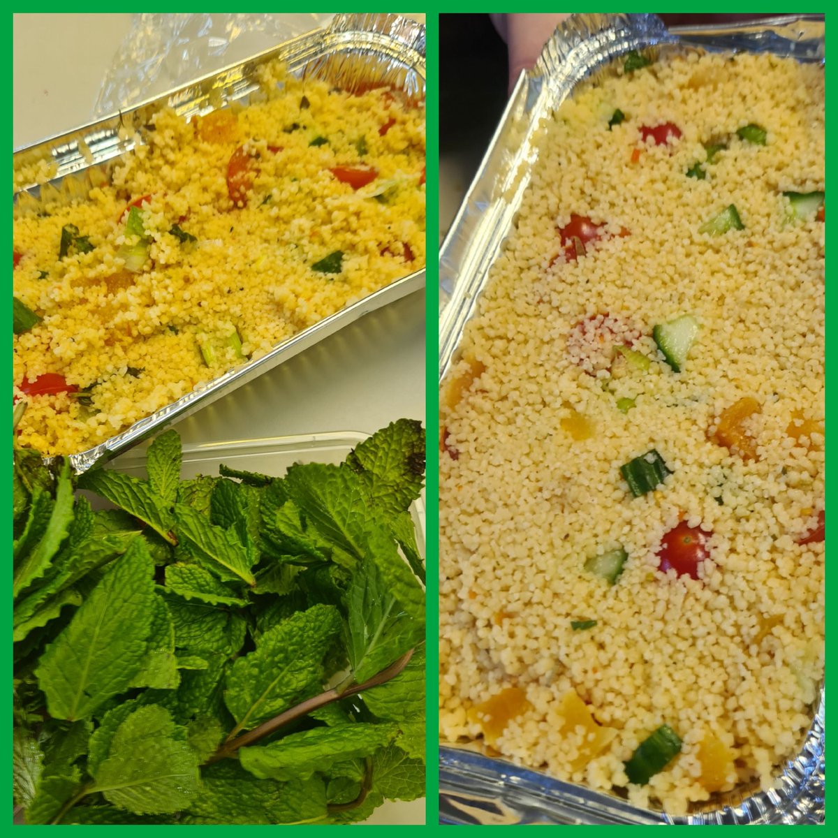 GRHTraining's tweet photo. It may look like "just" cous cous salad but there's a lot of #maths in this picture - weights, capacity, addition, sizes, estimates & volume = delicious π I was too late to get a photo of the cheesecakes ... I believe some subtraction happened! #321Cook #Multiply #ESCC #1066 https://t.co/RHOW62x6Zx