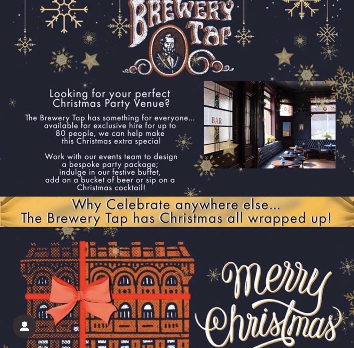 🎄The Brewery Tap has Christmas all wrapped up!🎄 ⁣
⁣
If you’re looking for the perfect Christmas Party Venue we have something for everyone! Available for Exclusive Hire for up to 80 People! ⁣
⁣
📧 eventsliverpool@mhalg.com ⁣

Find out more HERE: ow.ly/5WQk50Luook