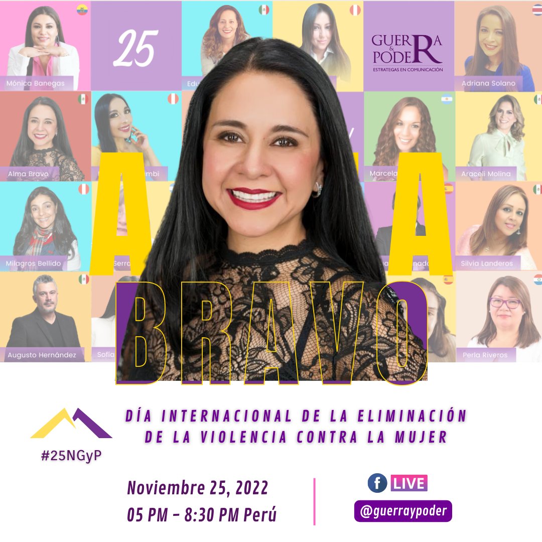 ♀️ Día Internacional de la Eliminación de la Violencia contra la Mujer

Conversatorio #25NGyP
<a href="/alma_bravo/">Alma Bravo</a>  🇲🇽

📆 25 noviembre
⌚ 17 horas 🇵🇪
🔁 Sigue la transmisión por fb guerraypoder: facebook.com/guerraypoder
.
.
.
#25n #noalaviolenciacontralasmujeres #mujerespoliticas #Co