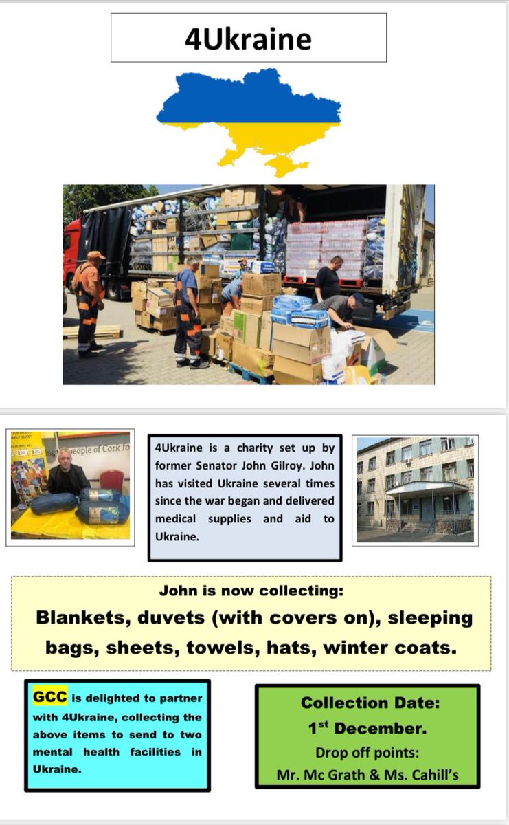 GCC parents and ALL others . Please drop off donations to GCC on Dec 1st
<a href="/gcc_sport/">GlanmireCC_SPORT & PE</a> <a href="/GCCcork/">glanmirecc</a> <a href="/ParishGlanmire/">Glanmire Parish</a>