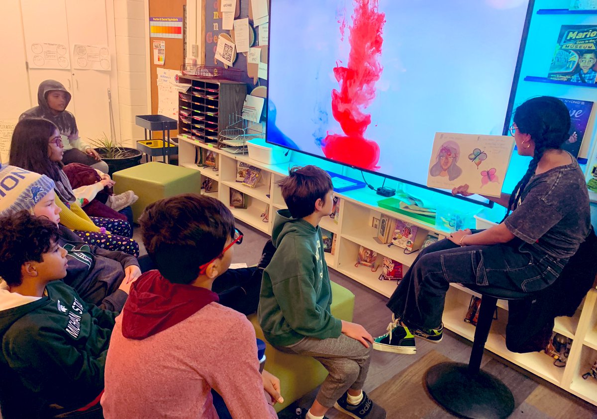 GMcKinney2's tweet image. There’s nothing as special as having a former student come back to visit you. But today was especially amazing. Sanvi returned from high school to read our class a book that she wrote and illustrated about the topic of mental health. An amazing world-changer! #futurist5 forever💜