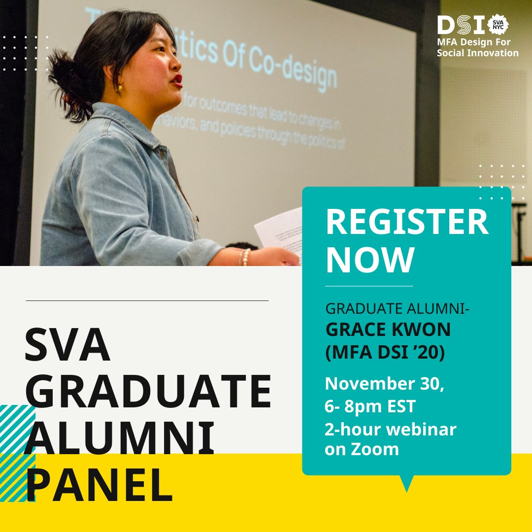 SVA Graduate Admissions Office invites all prospective graduate students to a panel of Graduate Alumni to gain insight into what it’s like to be a graduate student and make the most of the Manhattan campus experience.

Register Now: dsi.sva.edu/happening-now/…