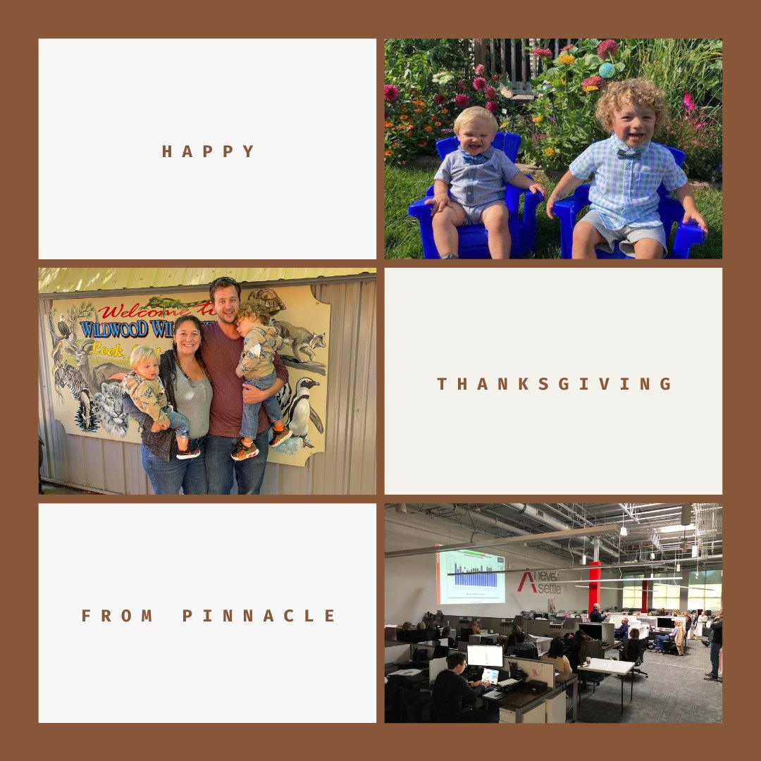 Thanksgiving is right around the corner and the Pinnacle family shares what they are thankful for this year. "I’m thankful for my family, great friends, and that I get to do what I love daily with such a talented group of people," said our Director of Web &amp; SEO, Nicole Briarton.