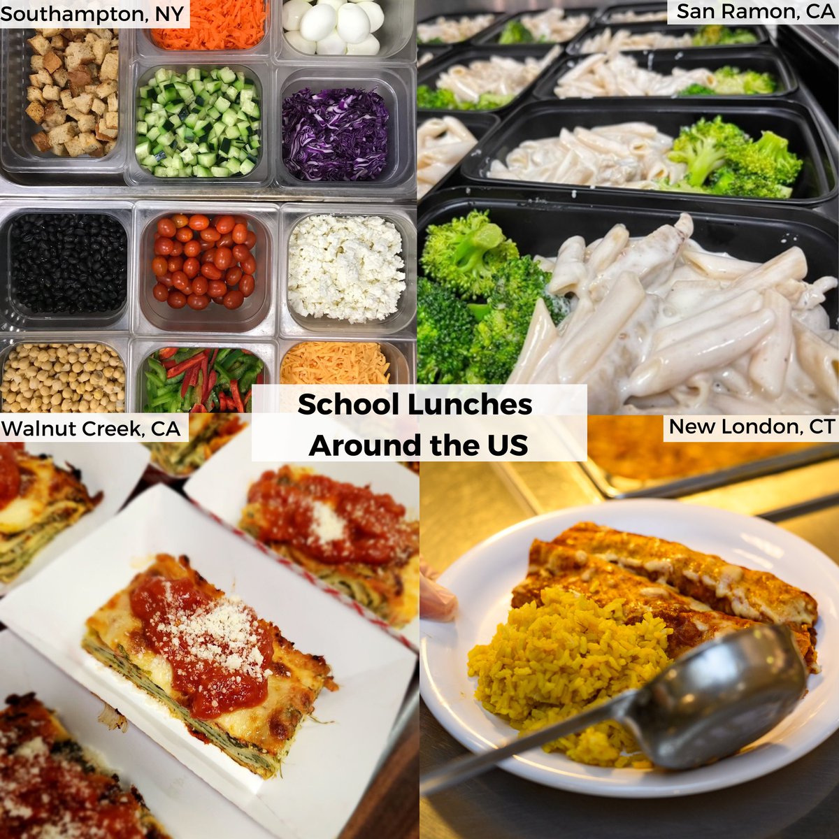 School Lunches Around the US: These are school lunch offerings across 7 school districts and 4 states in the US. All are made in adherence to strict nutritional and budgetary guidelines and prepared with student satisfaction in mind.