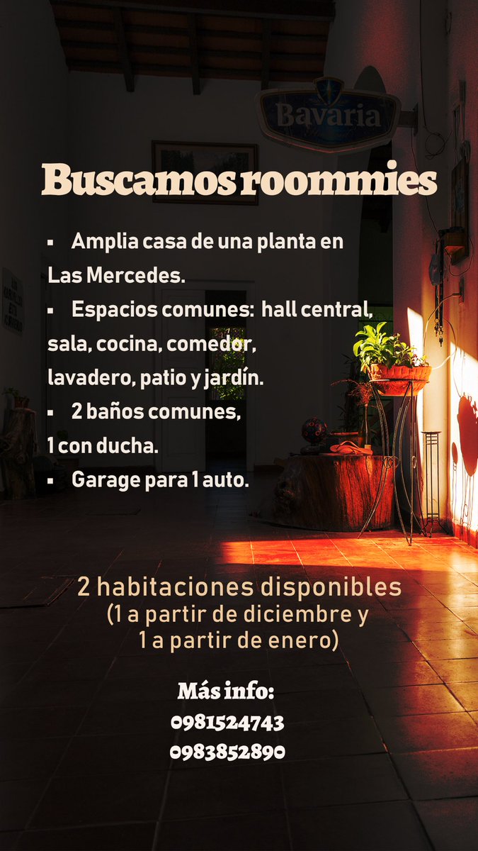 claudiarif's tweet photo. @roomiesparaguay atención: tenemos disponible una habitación ya ahora inmediatamente. La siguiente disponible se libera para diciembre/enero. https://t.co/6nIWa5pH2W