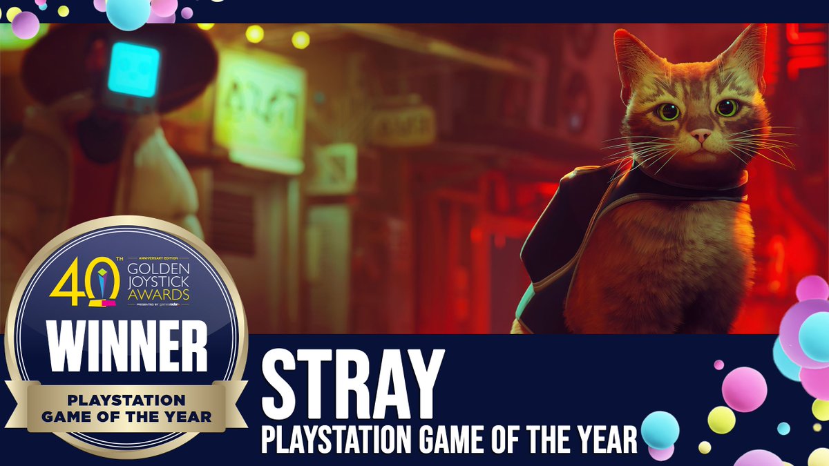 Yay for Stray! This purrfect action adventure game has won <a href="/PlayStation/">PlayStation</a> Game of the Year 🐱 #GoldenJoystickAwards