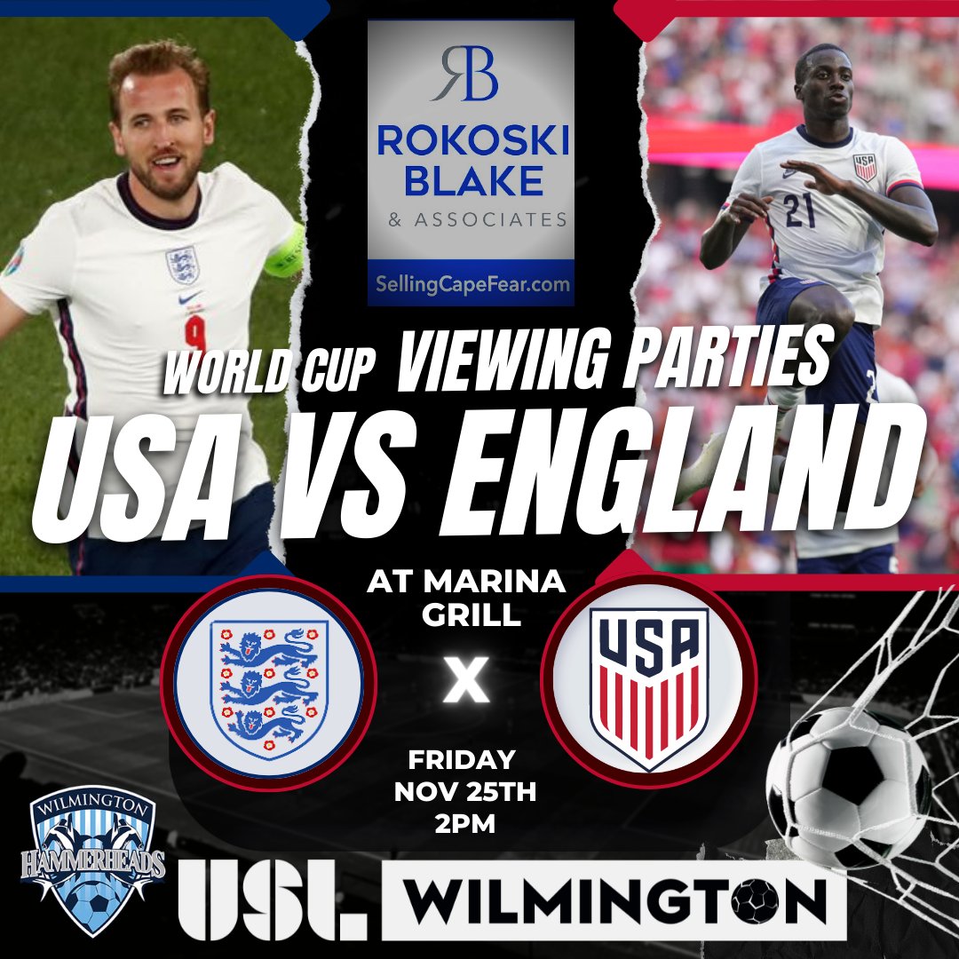 Join us this Friday Nov 25th at Marina Grill in Wilmington NC to watch the USA kick off against England in the World Cup. 

#FIFAWorldCup #WorldcupQatar2022 #Wilmington #usl1