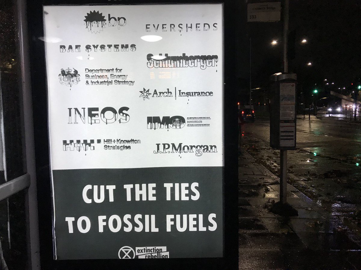 As the planet spirals into #ClimateBreakdown the enablers of the #FossilFuel economy will continue to be held to account. #ExtinctionRebellion demand the global web of law firms, banks, PR agencies, think tanks, and state institutions #CutTheTies.