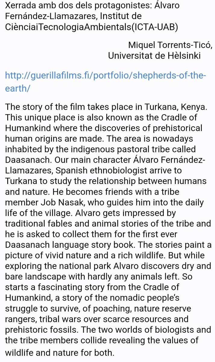 AMacedaVeiga's tweet photo. Des de Kenya arriba a @BiologiaUB el documental “SHEPHERDS OF THE EARTH". Reflexions en primera persona dels conflictes bioculturals al bressol de la Humanitat.

No us el perdeu!

🗓 14 de desembre de 2022
⏰️ 15:30h
📍Aula Magna

Iniciativa de @ahmatias_cc
Departament #BEECA https://t.co/JhJM2I0b7y