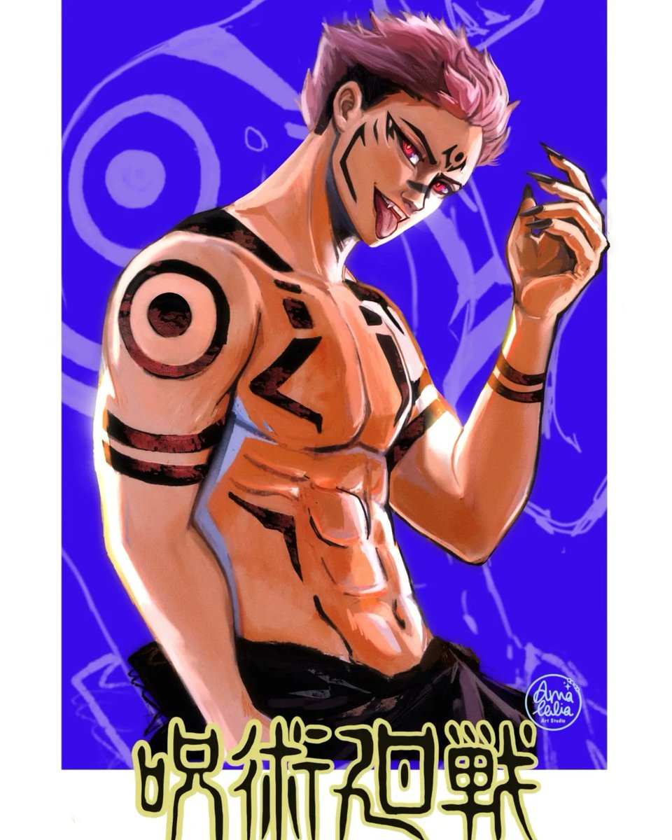 I cant decide between these two options, so here are both 🤣
Im a fan of Sukuna, I think he should let us enjoy more of his presence 😝.  
Rt for smiling Sukuna
💜 For Sukuna sexy tongue
#itadori #sukuna #jujutsukaisen #sukunafanart  #jujutsukaisenfanart