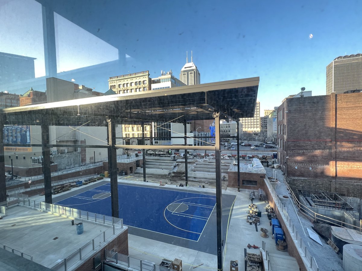 Court installed outside The Fieldhouse. Bicentennial Unity Plaza coming along.

Expected to be completed in May.